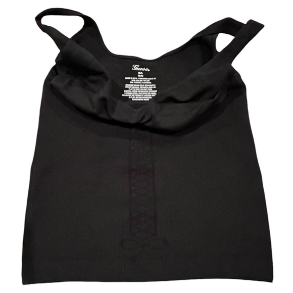 Guess Compression Tank Top M/L Black Ribbed Scoop Neck New - Picture 4 of 5